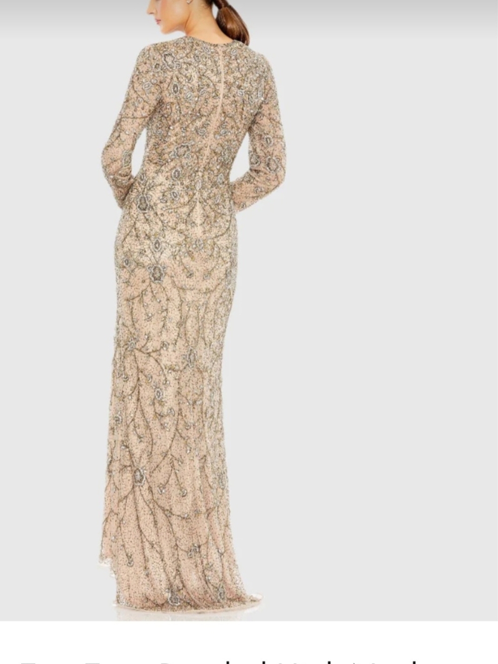 Mac Duggal Gold Long-Sleeve Sequin Evening Gown - Picture 3 of 7
